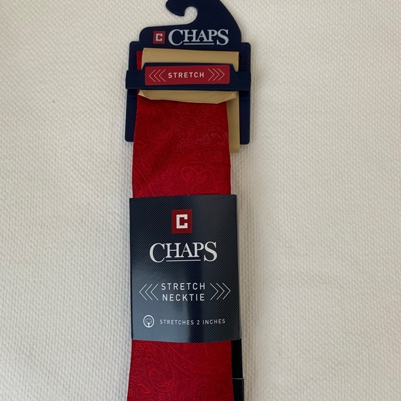Chaps Red Stretch Necktie Red Sleigh Color NEW NWT - Picture 3 of 8